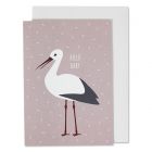 Klappkarte Storch Pink