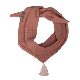 Halstuch Musselin mit Quaste Größe S Staubiges Rosa