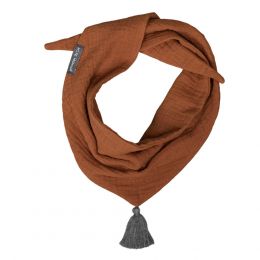 Halstuch Musselin mit Quaste Größe S Kupfer / Dunkelgrau
